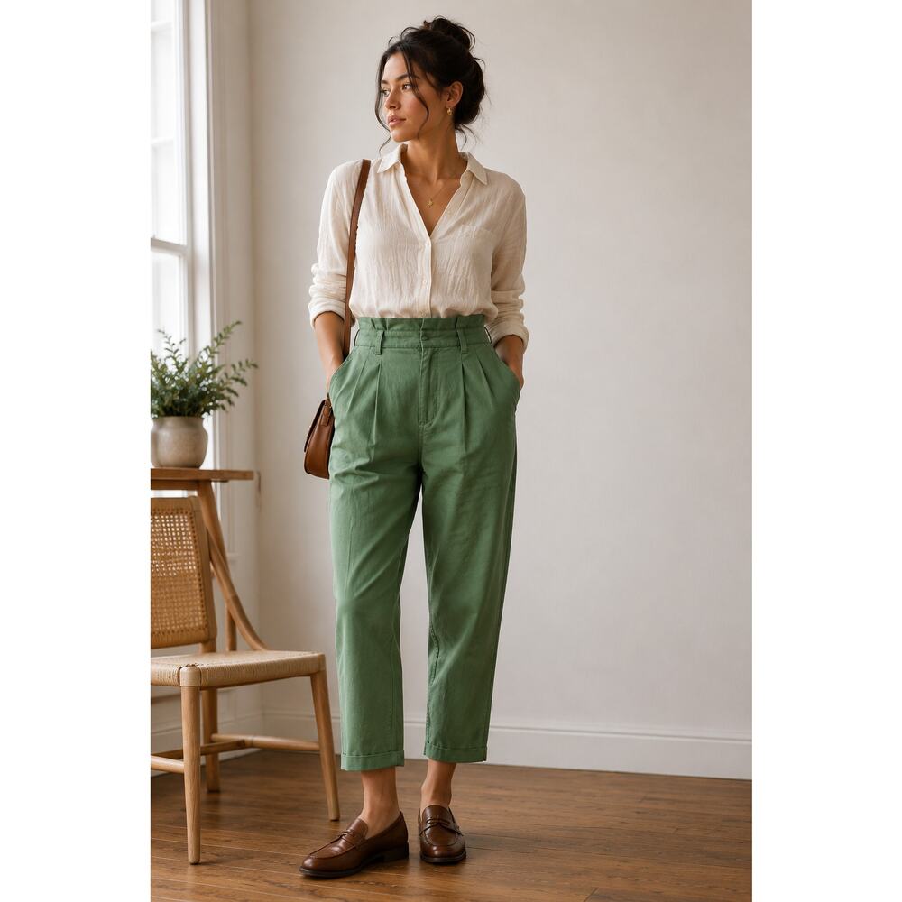 NICO, Nicholson & Nicholson | Sage Green Pleated Trousers Made in Japan Sz 38